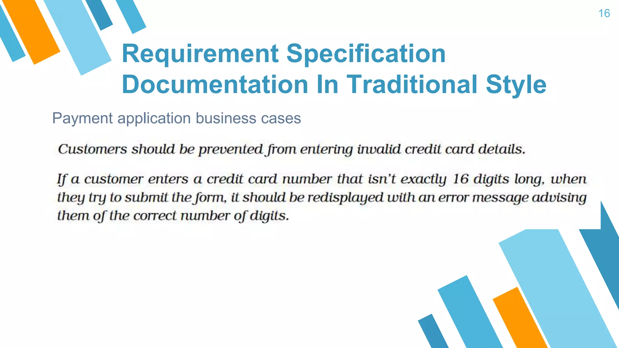Requirement Specification Documentation In Traditional Style 16 Payment application business cases 