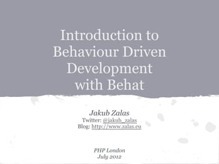 Introduction to behaviour driven development with Behat