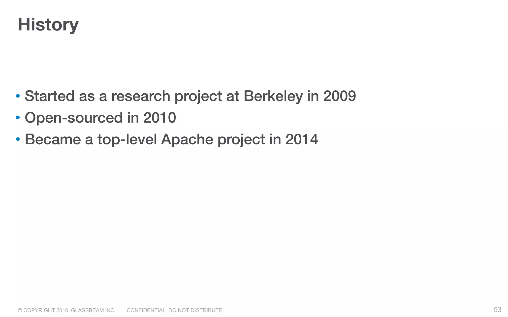 © COPYRIGHT 2016 GLASSBEAM INC. CONFIDENTIAL. DO NOT DISTRIBUTE 53
•
•
•
53
 