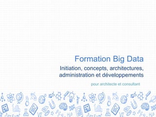Formation Big Data
Initiation, concepts, architectures,
administration et développements
pour architecte et consultant
 