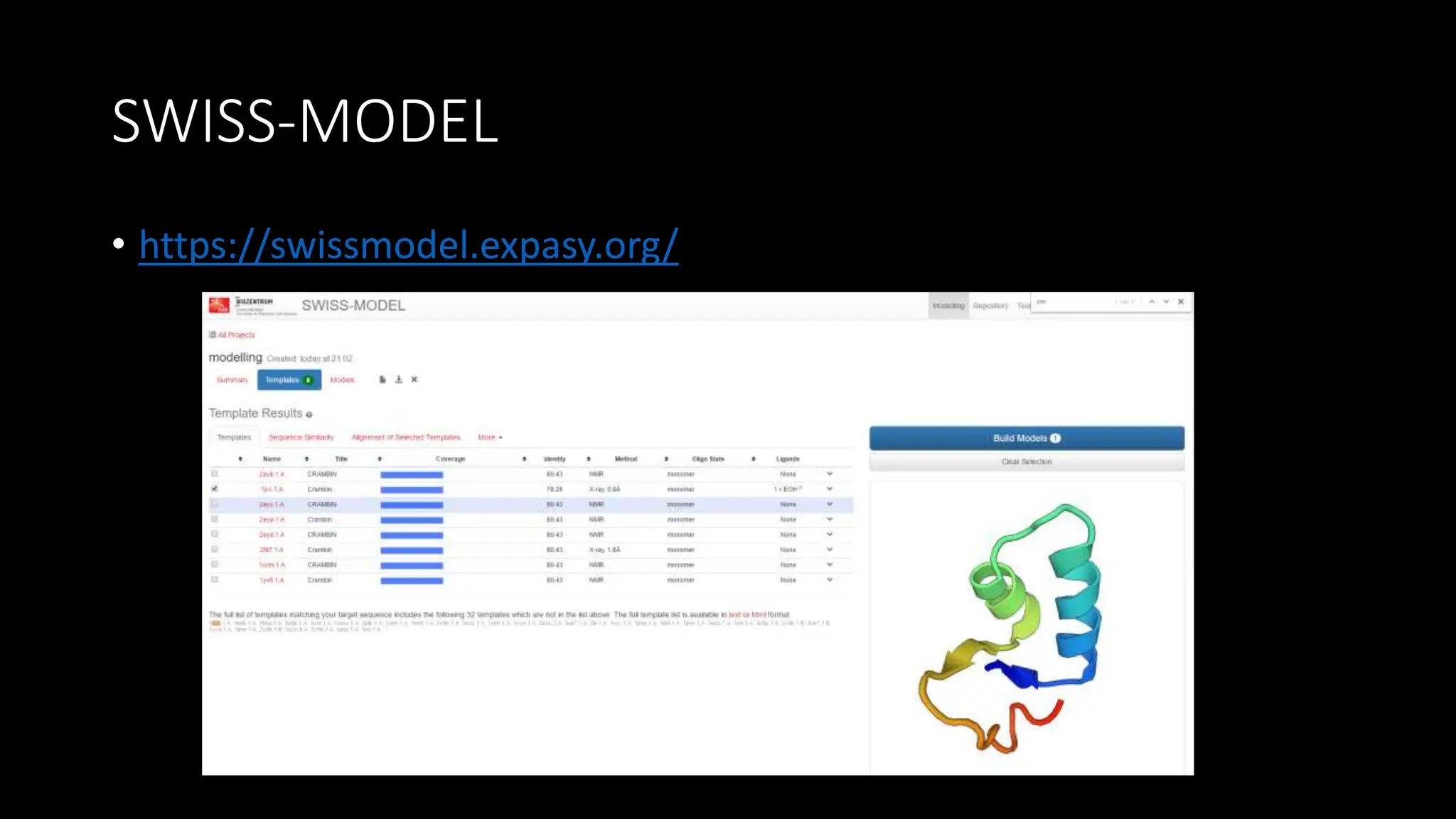 SWISS-MODEL
• https://swissmodel.expasy.org/
 