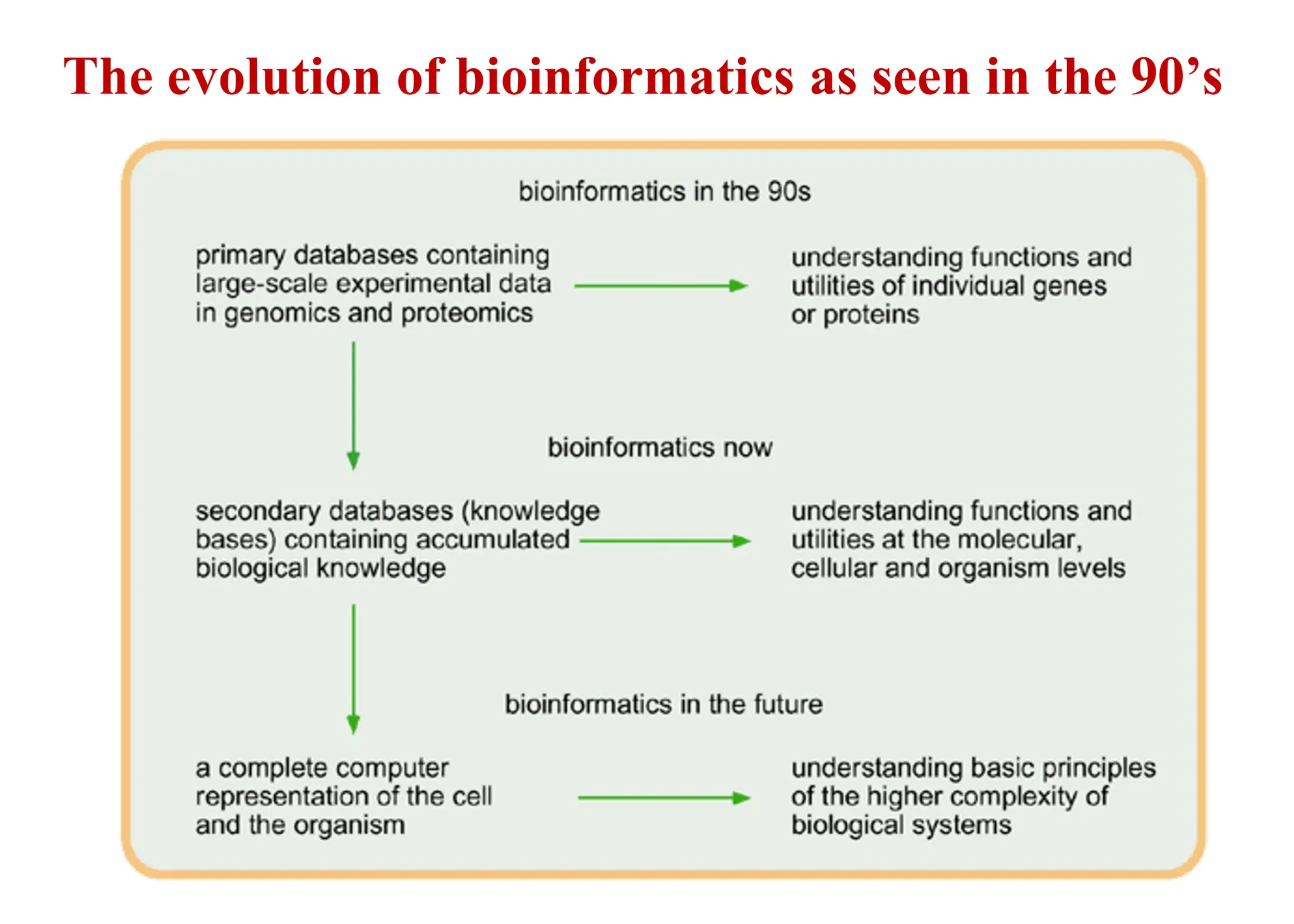 The evolution of bioinformatics as seen in the 90’s
 