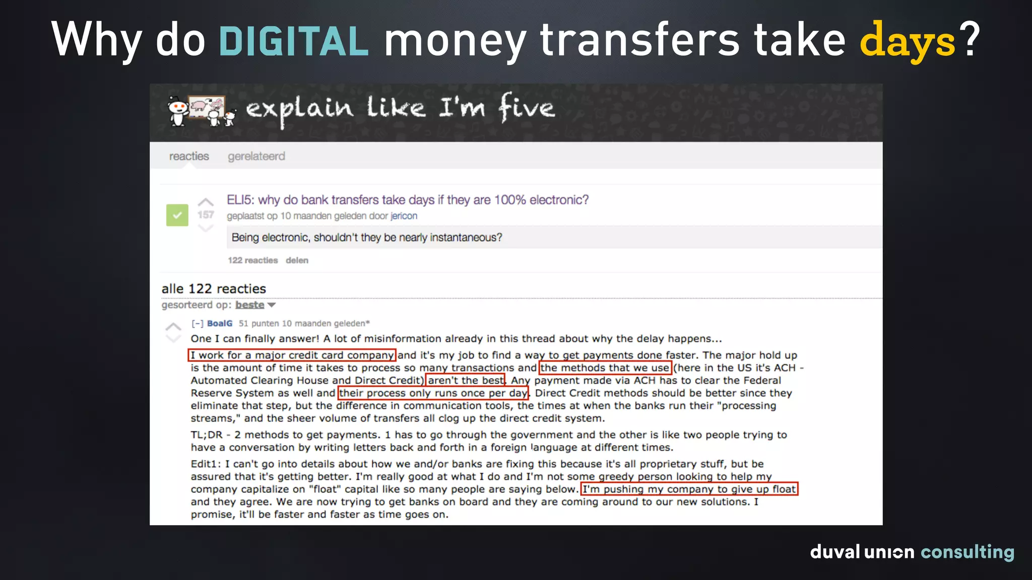 Why do digital money transfers take days?
 