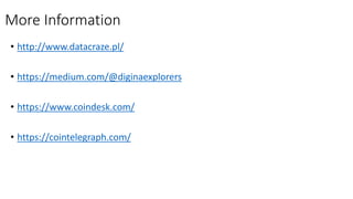 More Information
• http://www.datacraze.pl/
• https://medium.com/@diginaexplorers
• https://www.coindesk.com/
• https://cointelegraph.com/
 