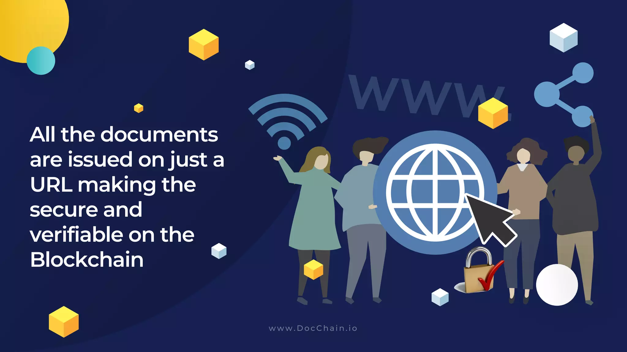 All the documents
are issued on just a
URL making the
secure and
verifiable on the
Blockchain
 
