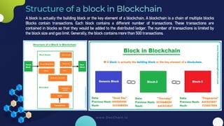 A block is actually the building block or the key element of a blockchain. A blockchain is a chain of multiple blocks
Bloc...