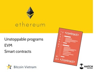 Unstoppable programs
EVM
Smart contracts
 