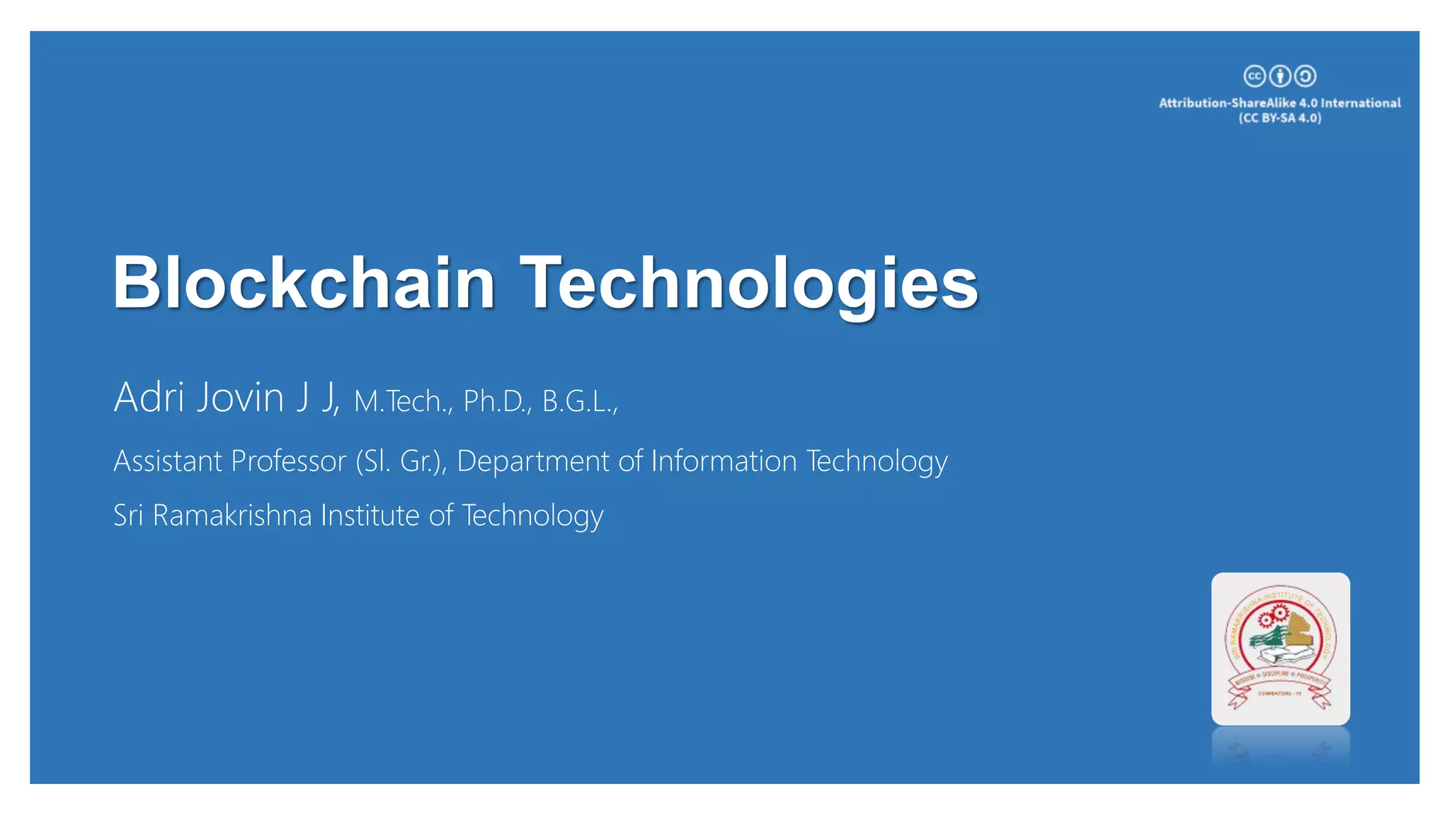 Blockchain Technologies | PPTX