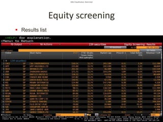 SMU Classification: Restricted
Equity screening
 Results list
 