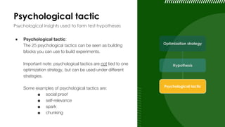 Psychological tactic
Psychological insights used to form test hypotheses
● Psychological tactic:
The 25 psychological tact...
