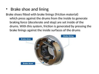 Braking system in automobile types and functions | PPTX