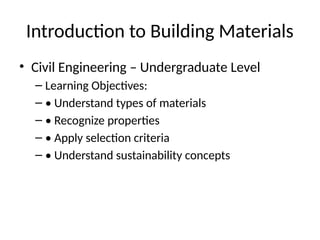 Comprehensive Introduction to Building Materials in Civil Engineering ...