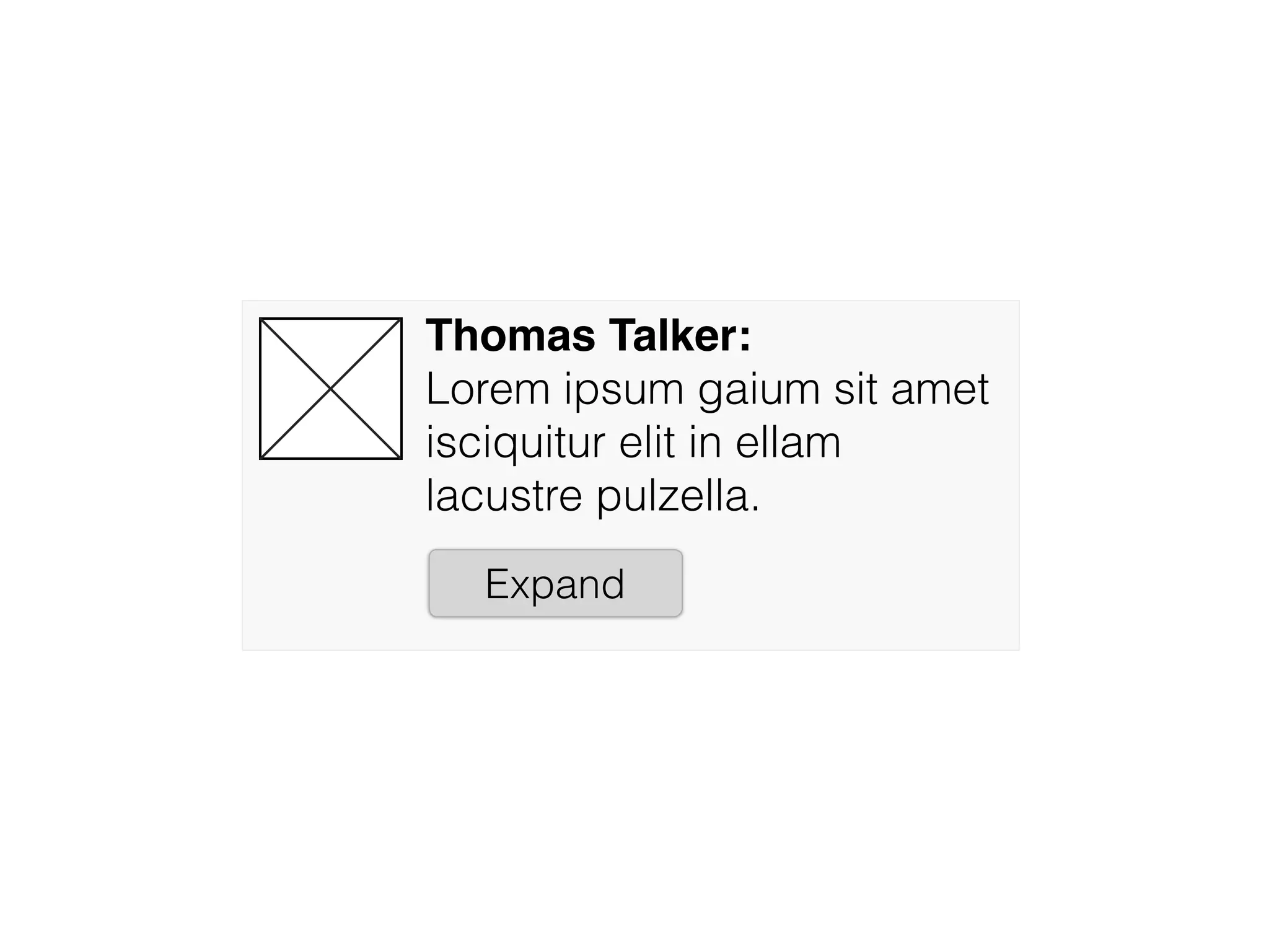 Thomas Talker:
Lorem ipsum gaium sit amet
isciquitur elit in ellam
lacustre pulzella.
Expand
 