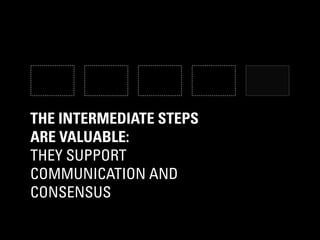 THE INTERMEDIATE STEPS
ARE VALUABLE:
THEY SUPPORT
COMMUNICATION AND
CONSENSUS
 