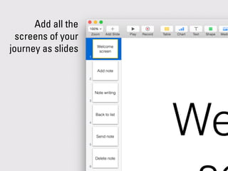Add all the
screens of your
journey as slides
 