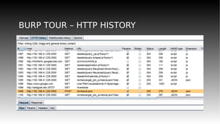 BURP TOUR – HTTP HISTORY
 