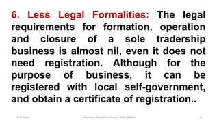 Introduction to business characteristics of sole proprietorship | PPTX