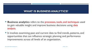 Introduction to Business Analytics and Tools | PPT