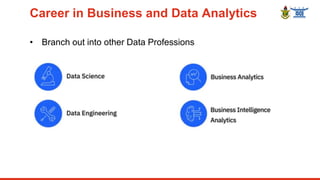 • Branch out into other Data Professions
Career in Business and Data Analytics
 