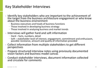 Key Stakeholder Interviews
• Identify key stakeholders who are important to the achievement of
the target from the busines...