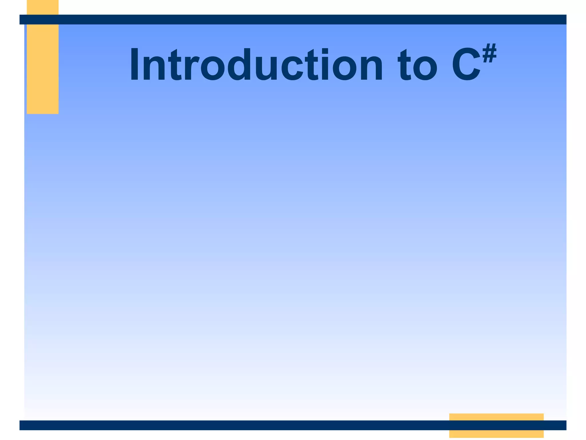 Introduction To C# | PPT