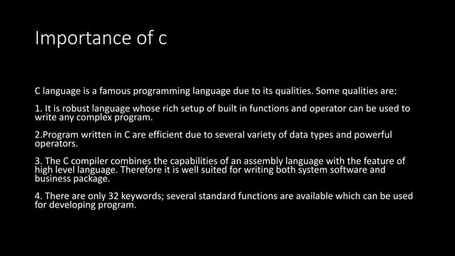 Introduction to c | PPTX | Programming Languages | Computing
