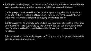 Introduction to c | PPTX | Programming Languages | Computing