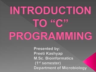 Introduction to C Programming | PPT