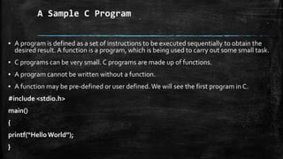 Introduction to c | PPTX | Programming Languages | Computing