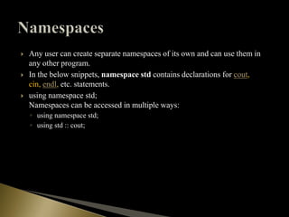 Introduction To C++ programming and its basic concepts | PPT