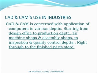 Introduction to CAD CAM in industries | PPT
