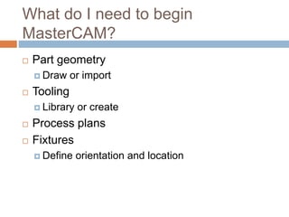 Introduction to CAD CAM CAD/CAM stands for Computer-Aided Design (CAD ...