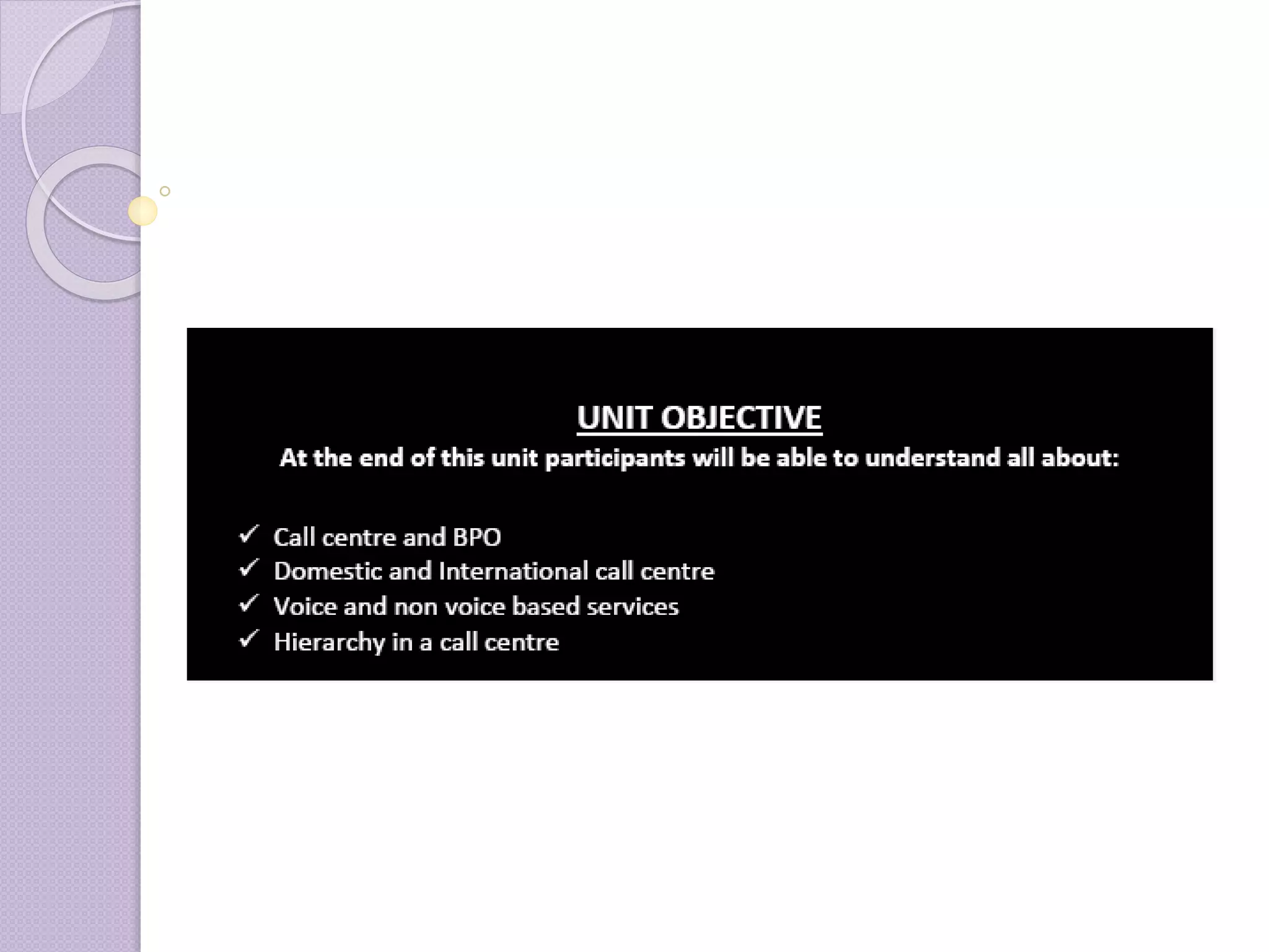 Introduction to call centre