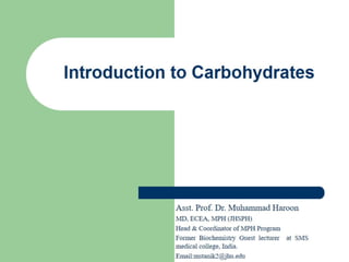 Introduction to carbohydrates part 1