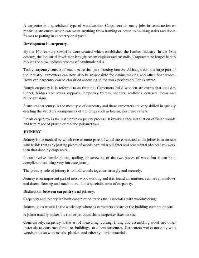 Introduction to carpentry and joinery