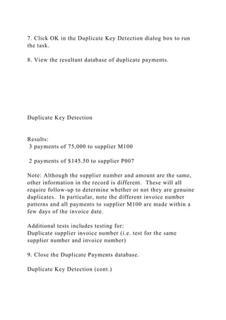 Pattern Key For Duplicate INTRODUCTION TO CaseWare IDEAProvided by Audimation Services, .docx