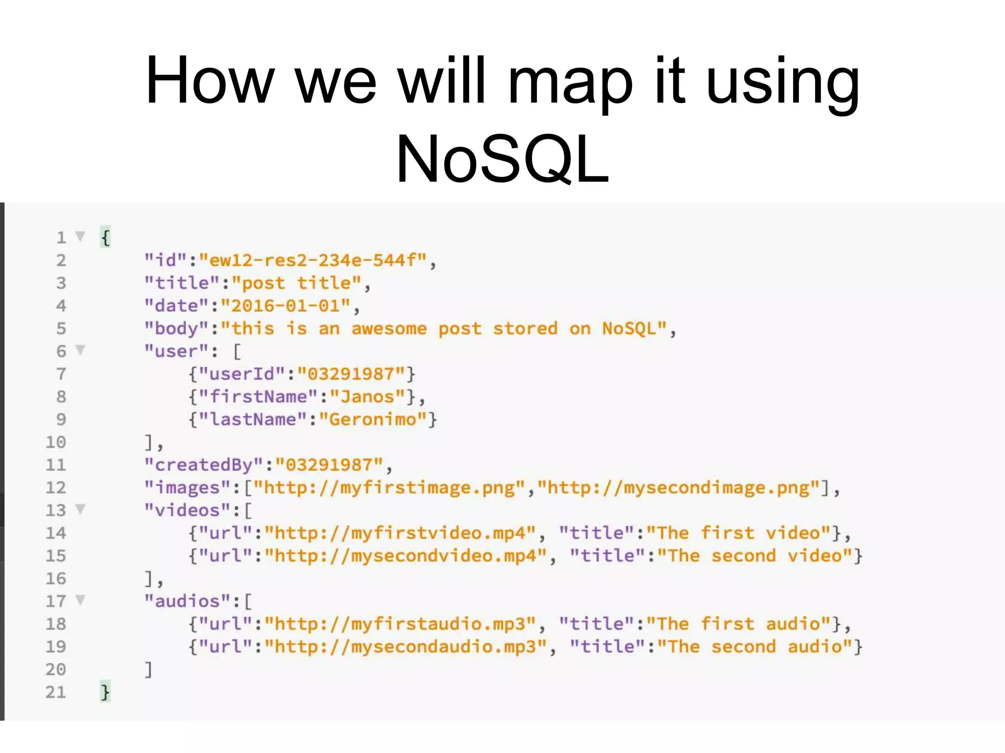 How we will map it using
NoSQL
 