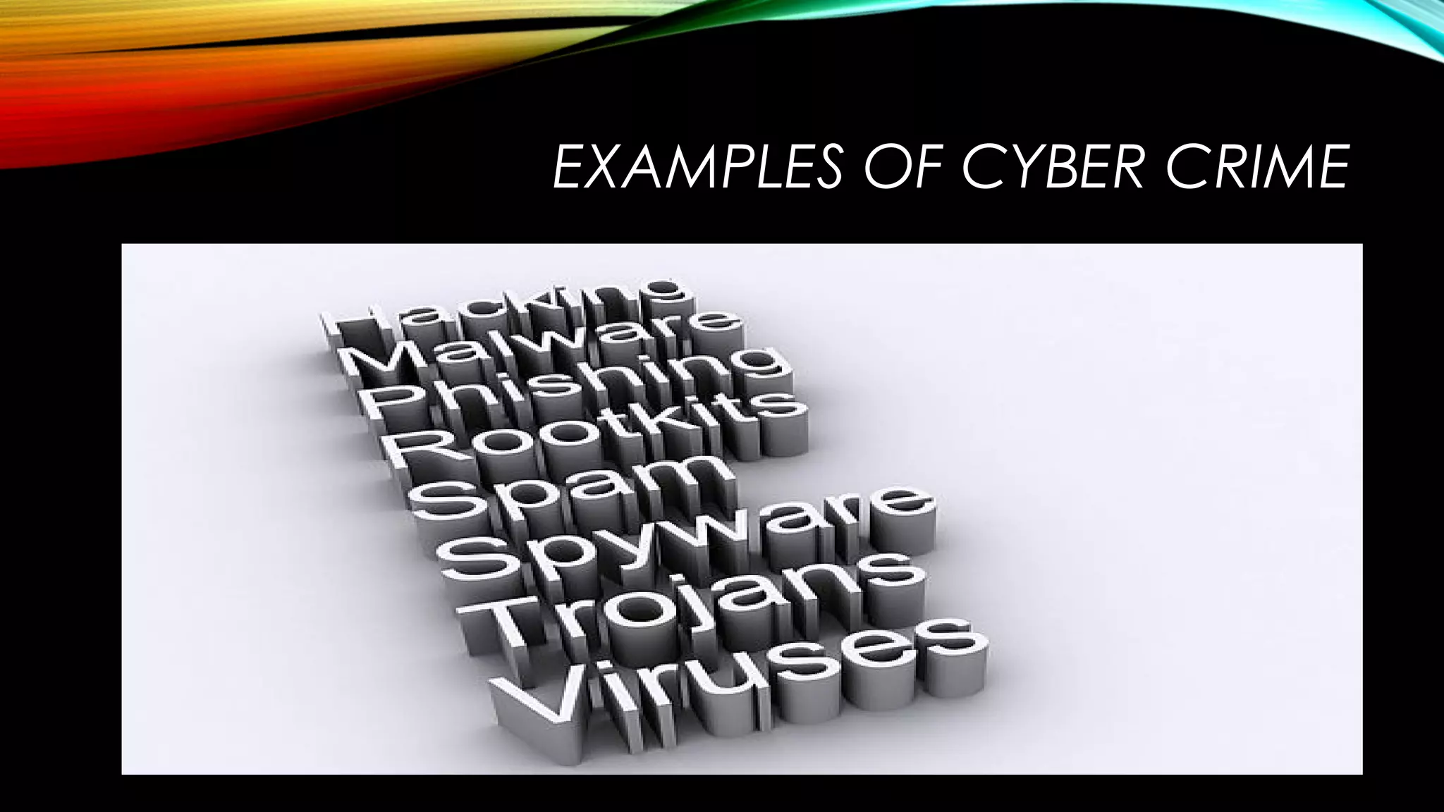 EXAMPLES OF CYBER CRIME
 
