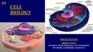 CELL
BIOLOGY
PRESENTED BY:
ABEER FATIMA
STUDENT OF BS ZOOLOGYAT UNIVERSITY
OF SINDH, JAMSHORO, PAKISTAN
#1
 