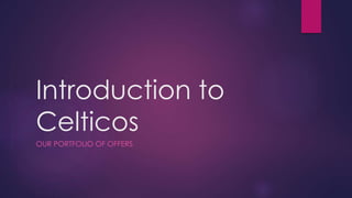 Introduction to
Celticos
OUR PORTFOLIO OF OFFERS
 