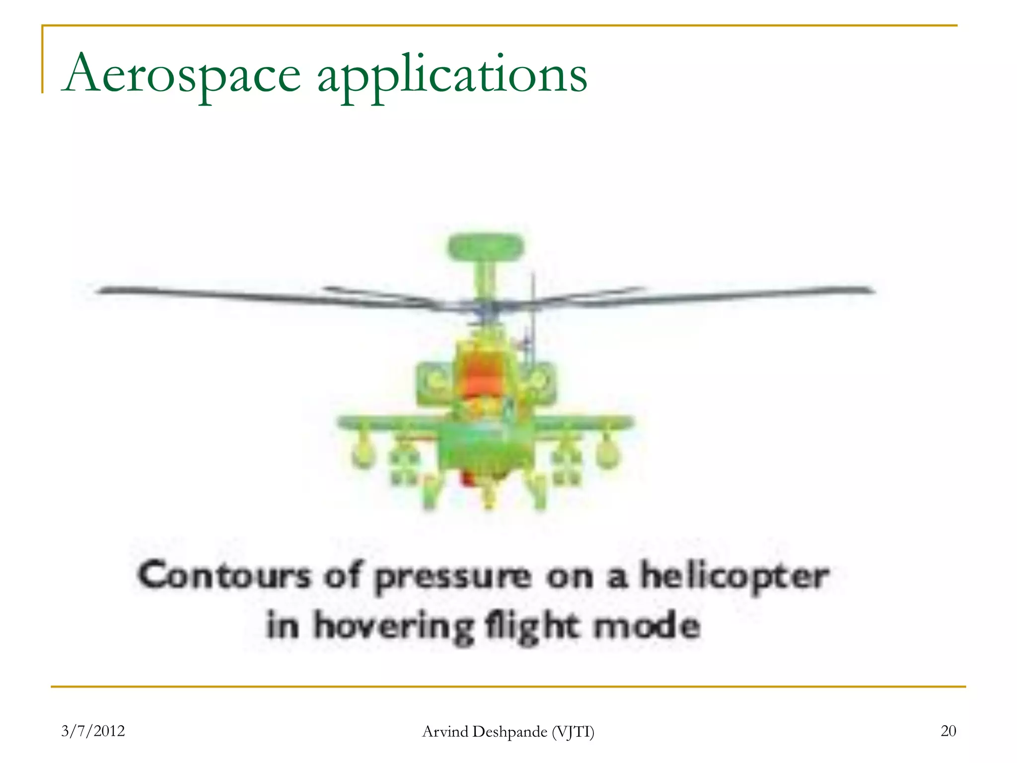 Aerospace applications




3/7/2012       Arvind Deshpande (VJTI)   20
 