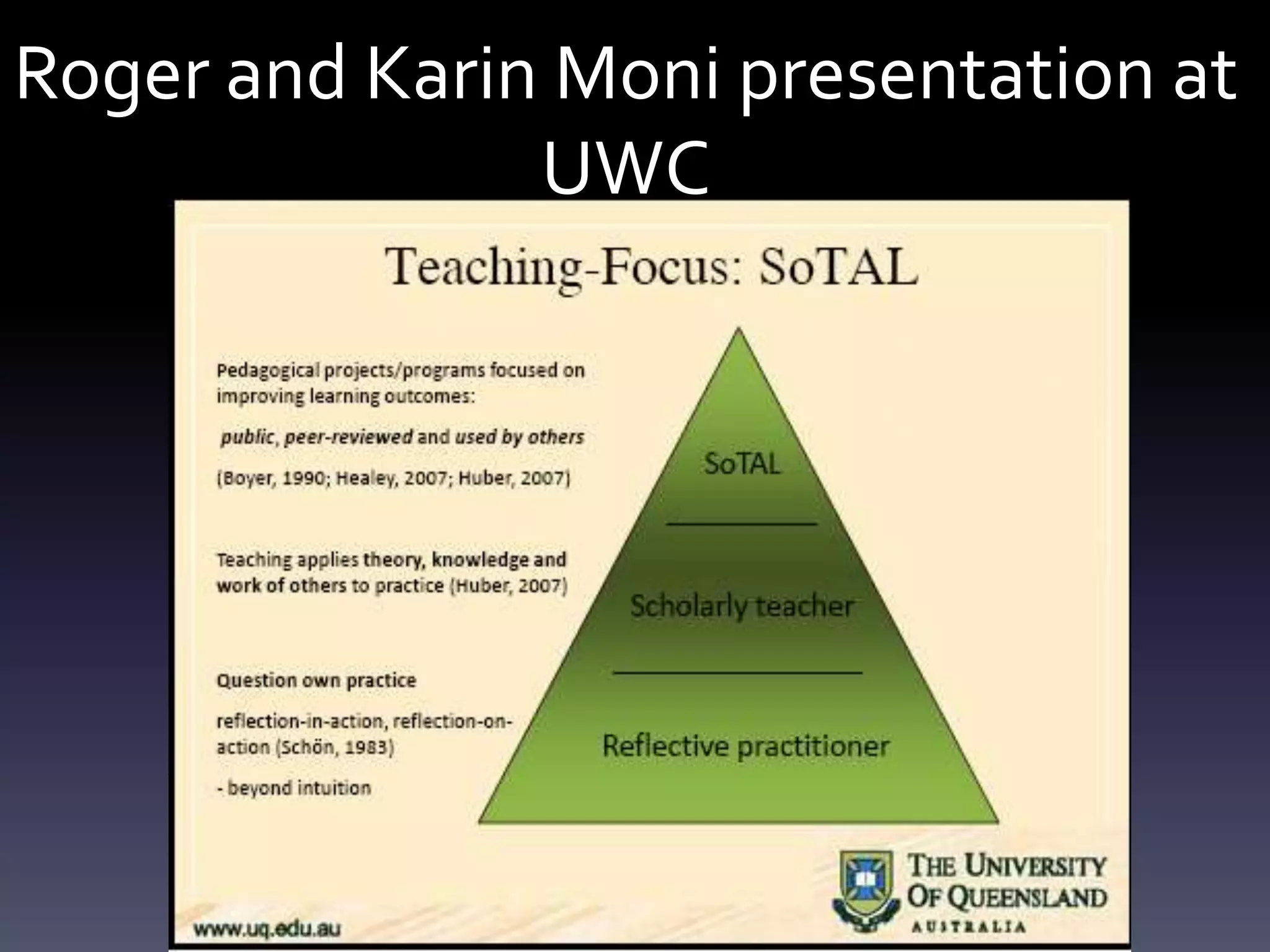 Roger and Karin Moni presentation at
               UWC
 