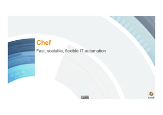 Chef
Fast, scalable, flexible IT automation
 