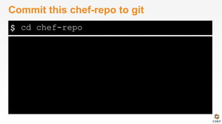 $
Commit this chef-repo to git
cd chef-repo
 