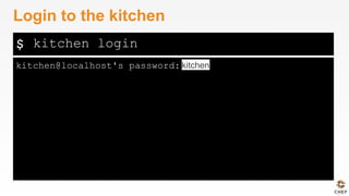 $
kitchen@localhost's password:
Login to the kitchen
kitchen login
kitchen
 