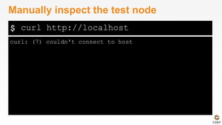 $
curl: (7) couldn't connect to host
Manually inspect the test node
curl http://localhost
 
