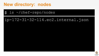$
ip-172-31-32-114.ec2.internal.json
New directory: nodes
ls ~/chef-repo/nodes
 