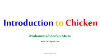 Introduction to Chicken
MuhammadArslan Musa
arslan2062@gmail.com
Muhammad Arslan Musa
 
