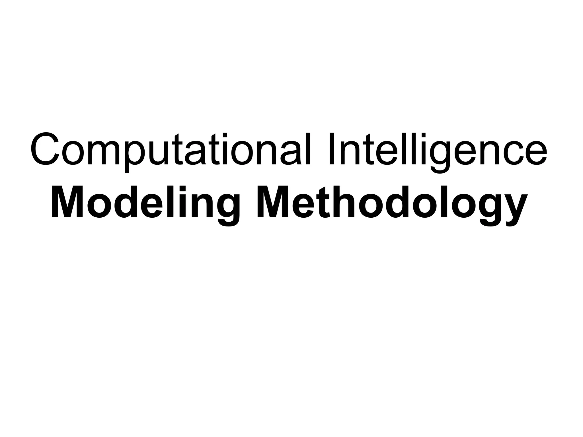 Computational Intelligence
Modeling Methodology
 