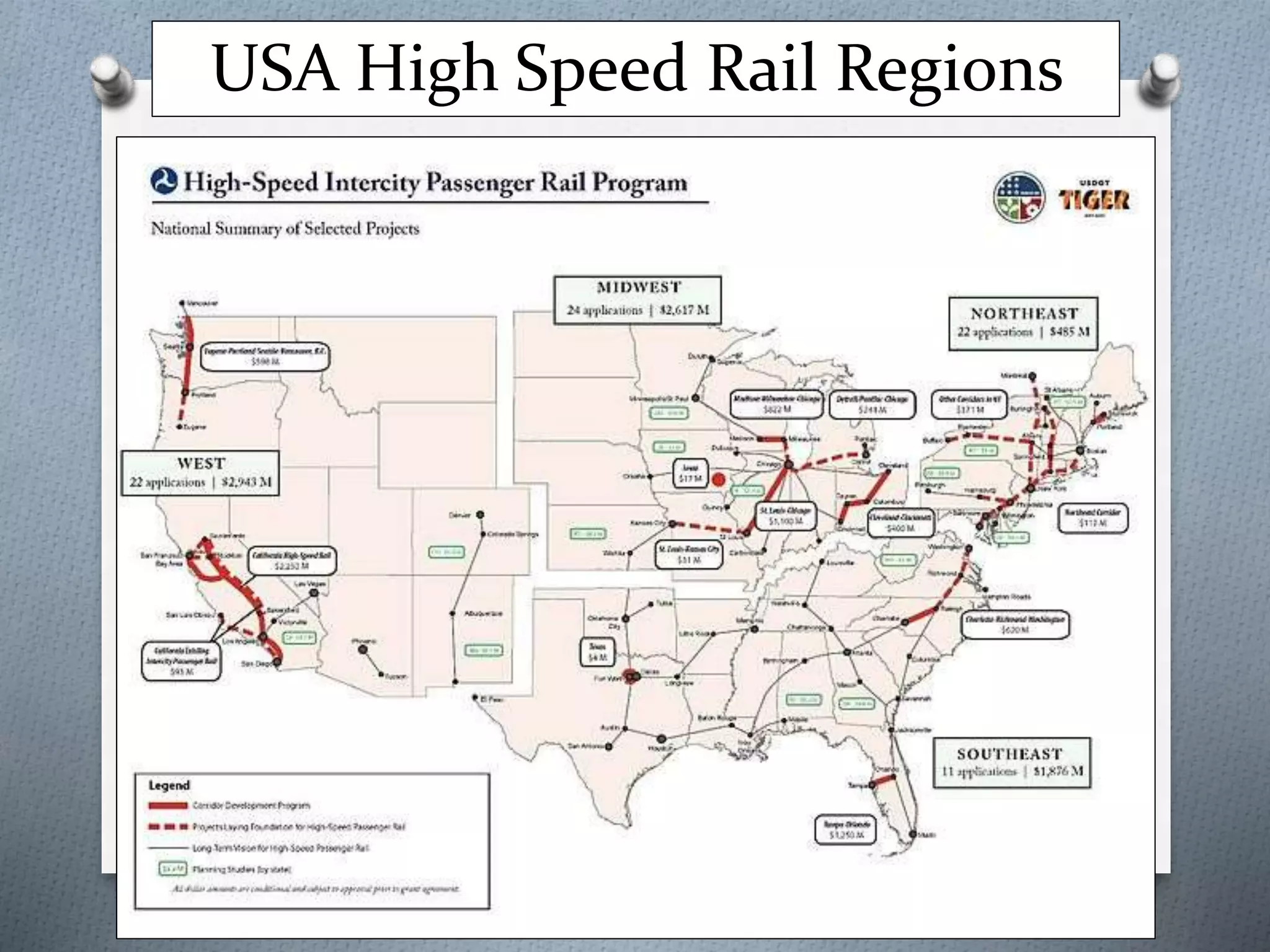 USA High Speed Rail Regions
 